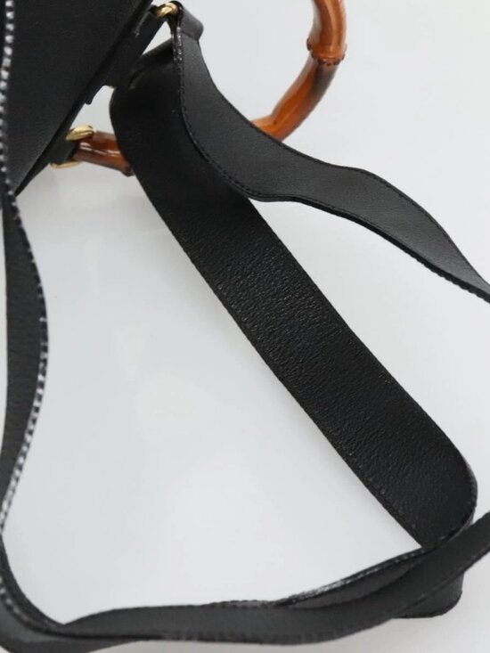 GUCCI Bamboo Backpack Suede Black Gold